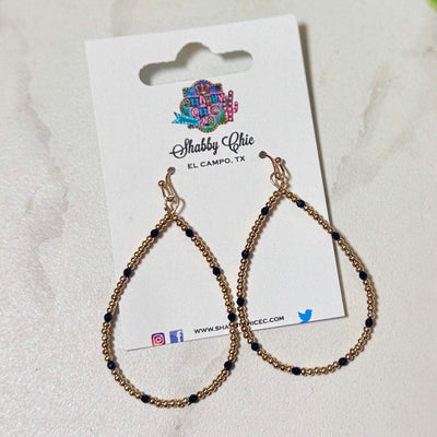 Gold with Black Beaded Teardrop Earrings Shabby Chic Boutique and Tanning Salon