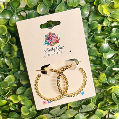 Goldtone Beaded Hoop Earrings Shabby Chic Boutique and Tanning Salon