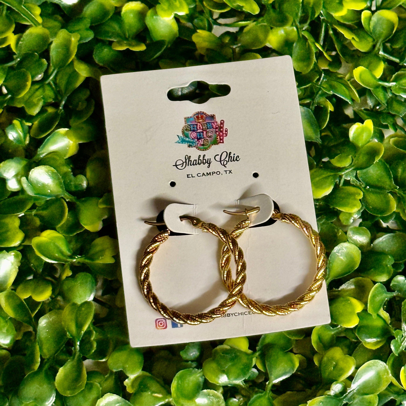 Goldtone Rope Hoop Earrings Shabby Chic Boutique and Tanning Salon