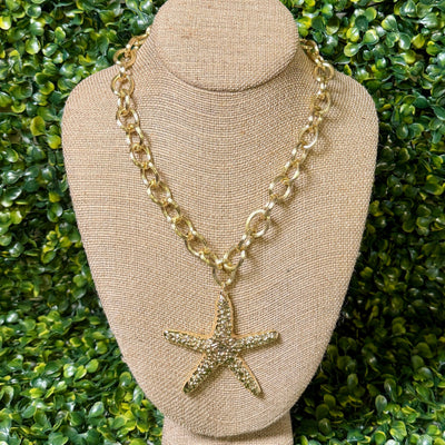 Goldtone Starfish Necklace Shabby Chic Boutique and Tanning Salon