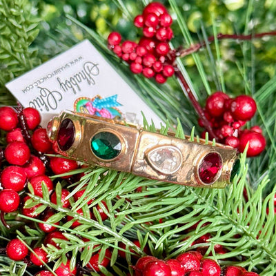 Goldtone Stretch Bangle with Stones Shabby Chic Boutique and Tanning Salon