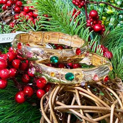 Goldtone Stretch Bracelet with Multicolor Stones Shabby Chic Boutique and Tanning Salon