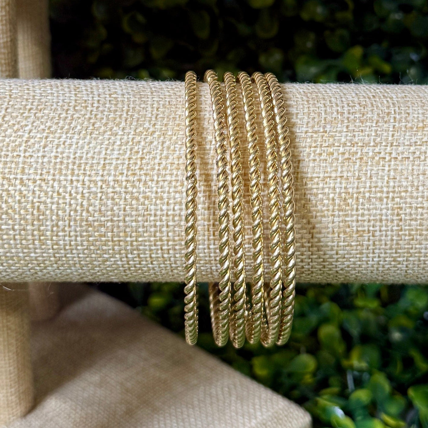 Goldtone Twist Bangles Shabby Chic Boutique and Tanning Salon