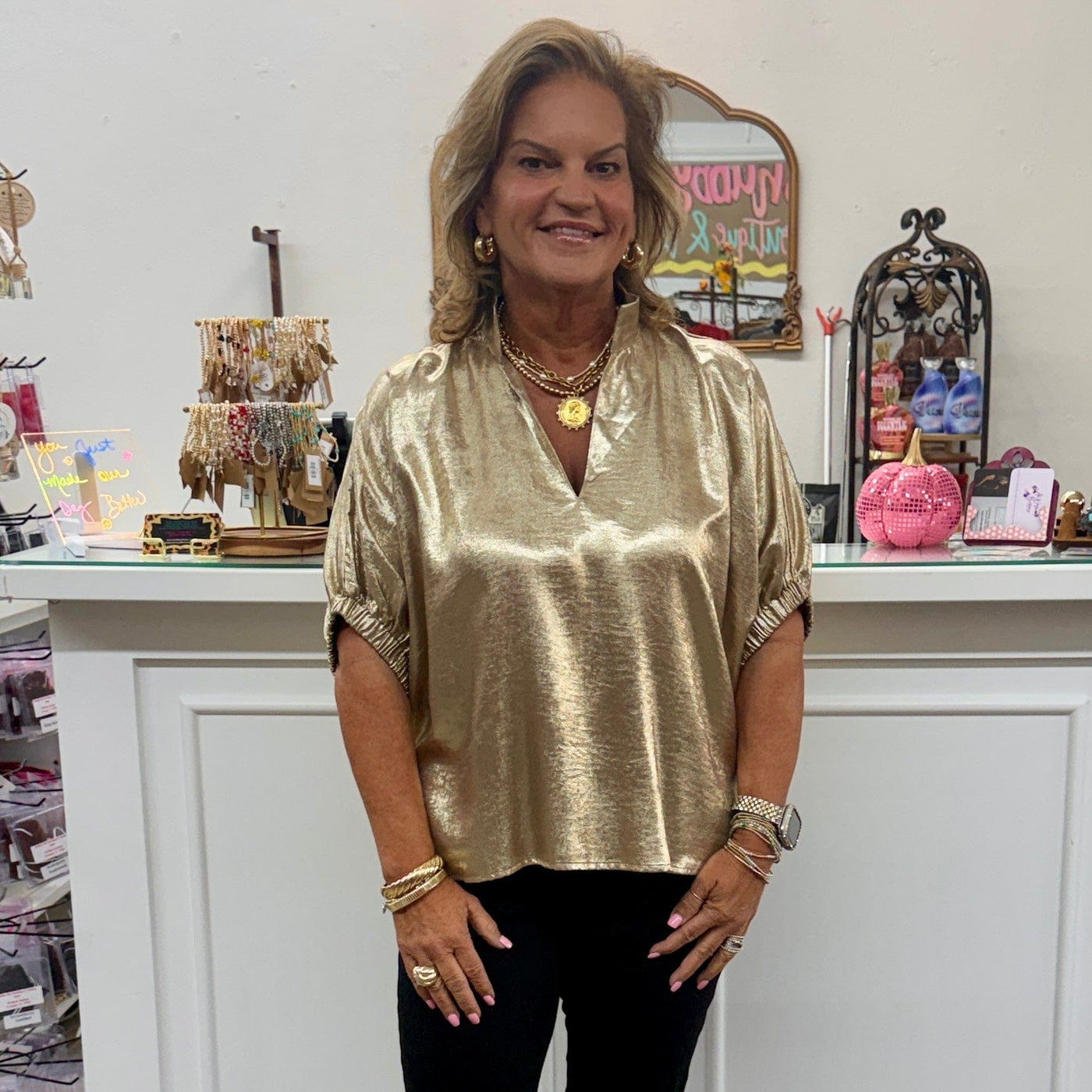 Good Times Top - Gold Shabby Chic Boutique and Tanning Salon