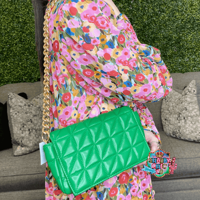 Green quilted Crossbody Bag Shabby Chic Boutique and Tanning Salon