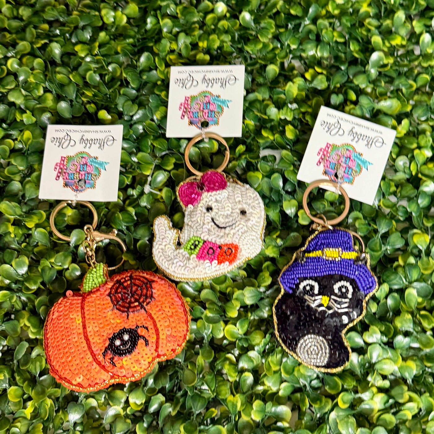 Halloween Beaded Charm Keyrings Shabby Chic Boutique and Tanning Salon