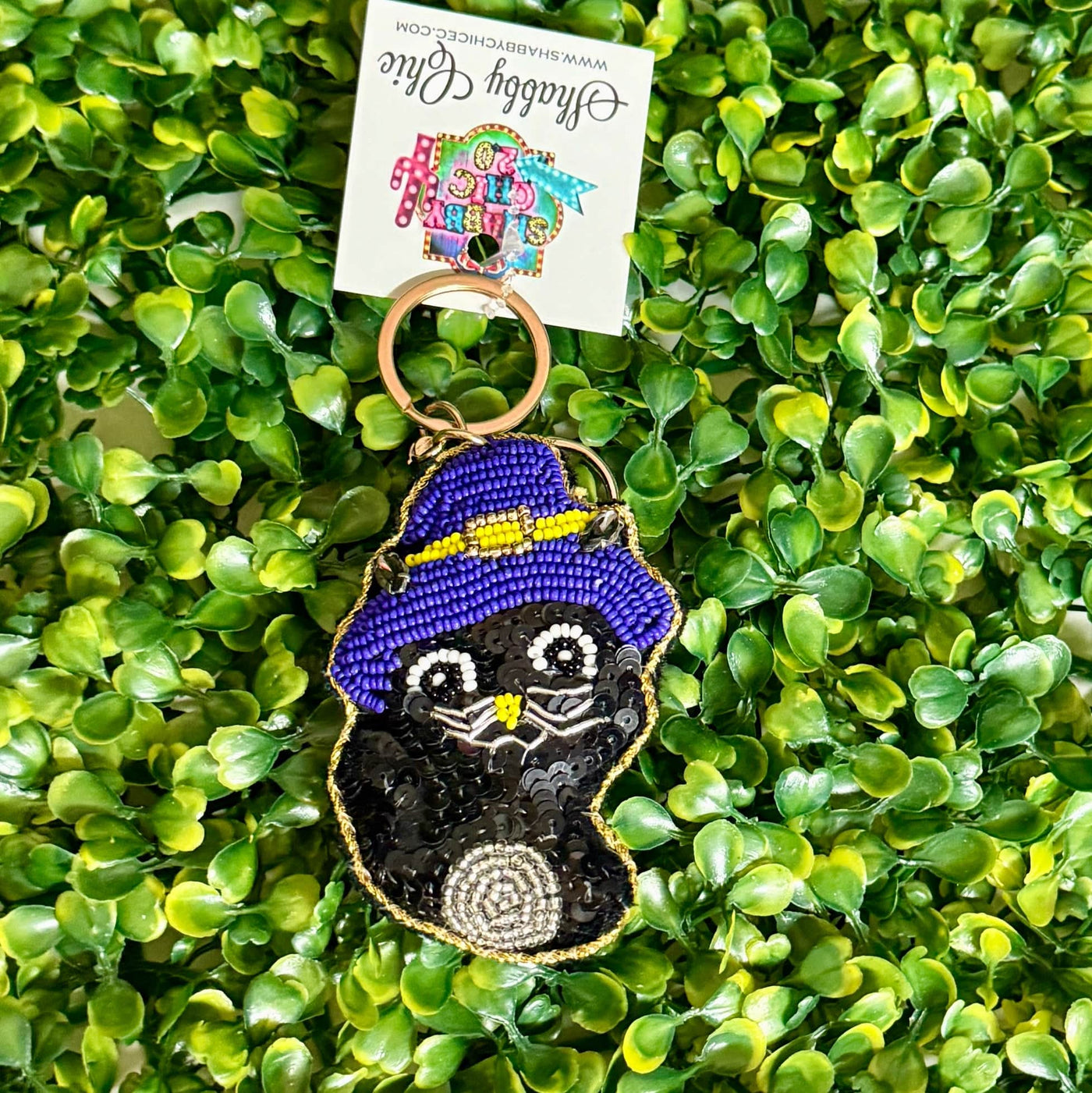 Halloween Beaded Charm Keyrings Shabby Chic Boutique and Tanning Salon Black Cat