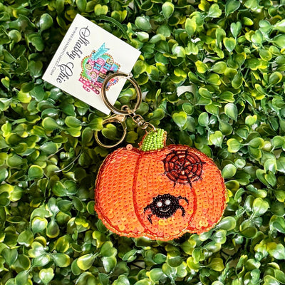 Halloween Beaded Charm Keyrings Shabby Chic Boutique and Tanning Salon Pumpkin
