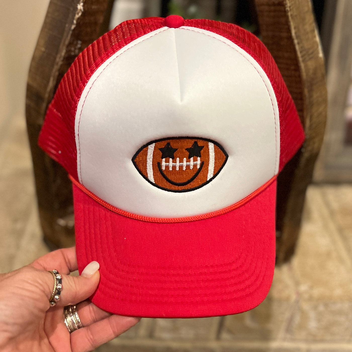 Happy Football Cap Shabby Chic Boutique and Tanning Salon