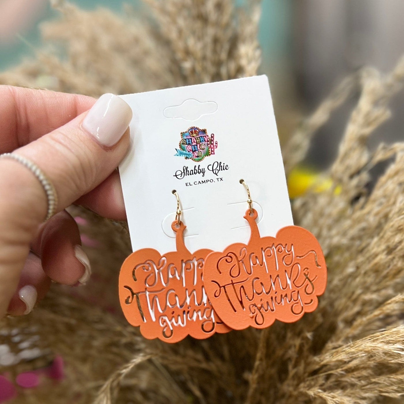 Happy Thanksgiving Earrings Shabby Chic Boutique and Tanning Salon