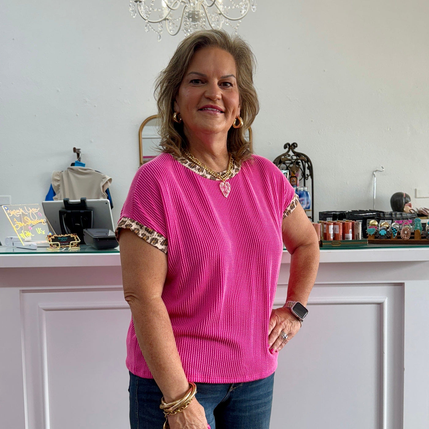 Have It Your Way Top - Pink/Leopard Shabby Chic Boutique and Tanning Salon