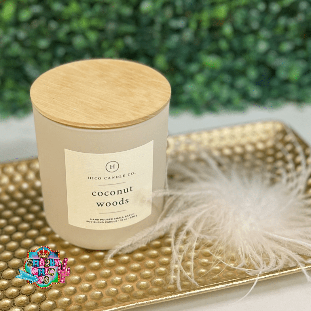 Hico Candle Company - Coconut Woods Shabby Chic Boutique and Tanning Salon Large Candle - 12 oz