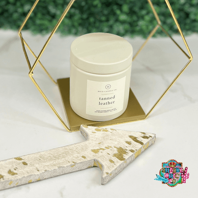Hico Candle Company - Tanned Leather Shabby Chic Boutique and Tanning Salon Small Candle - 9 oz