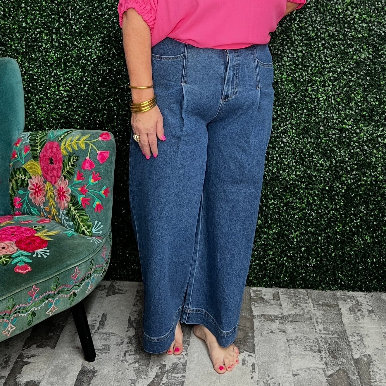 High Waist Culotte Denim Pants Shabby Chic Boutique and Tanning Salon