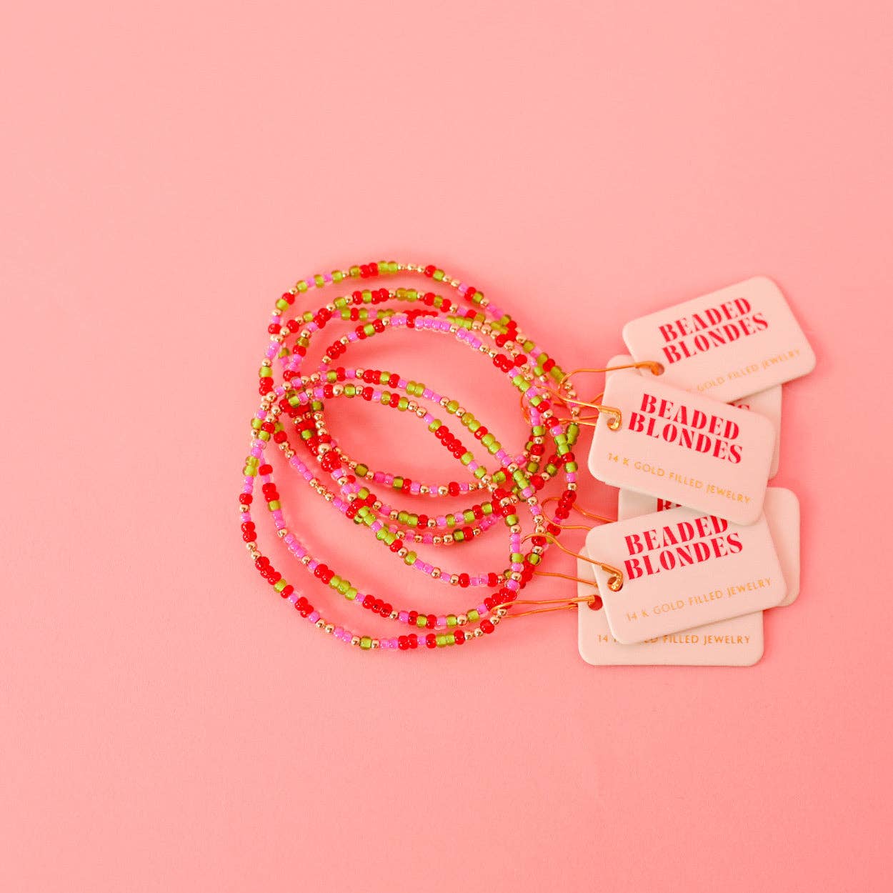 Holiday Spirit Sprinkle Bracelet: Extended 7.25 inch Beaded Blondes