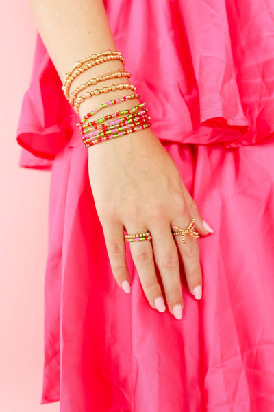 Holiday Spirit Sprinkle Bracelet: Extended 7.25 inch Beaded Blondes