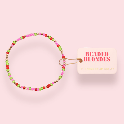 Holiday Spirit Sprinkle Bracelet: Extended 7.25 inch Beaded Blondes