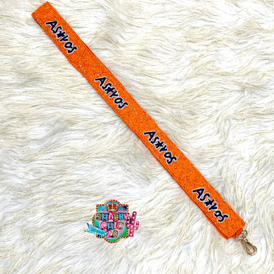 Hometown Team Beaded Purse Strap Shabby Chic Boutique and Tanning Salon Orange