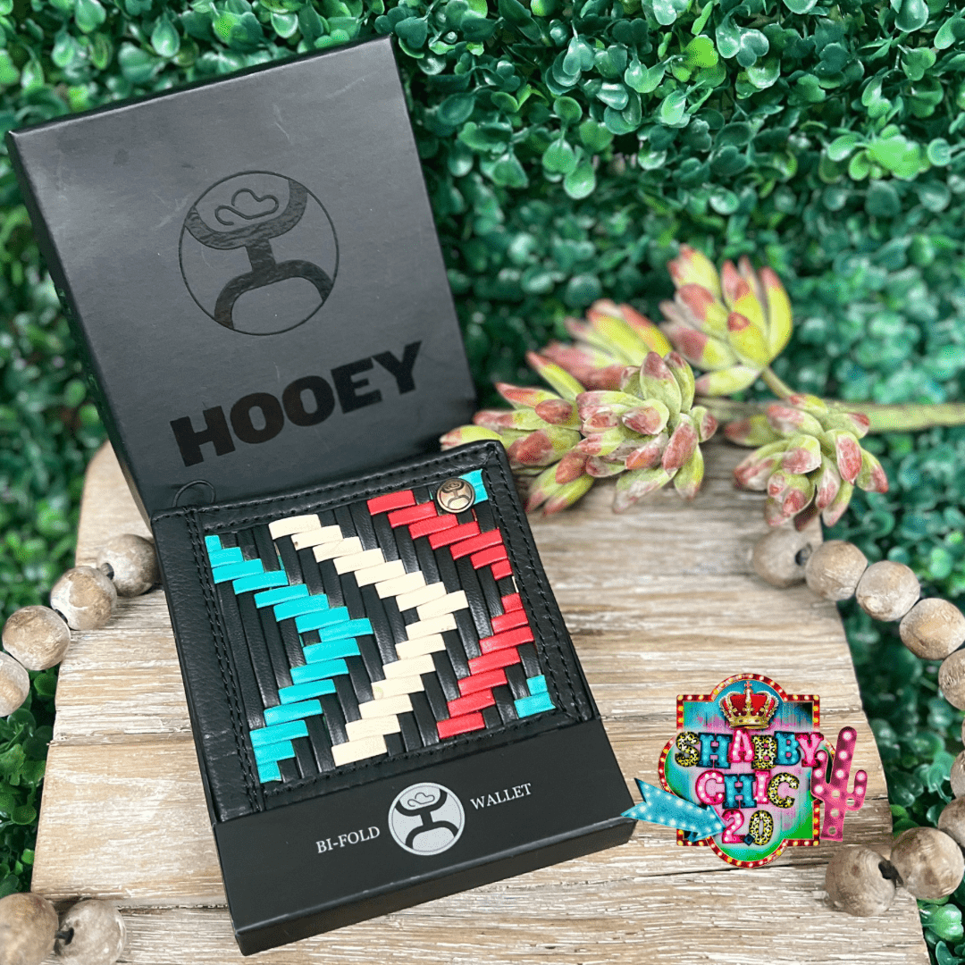 HOOEY  "BLACK HAWK" BIFOLD HOOEY WALLET BLACK/RED W/ AZTEC PRINT Shabby Chic Boutique and Tanning Salon