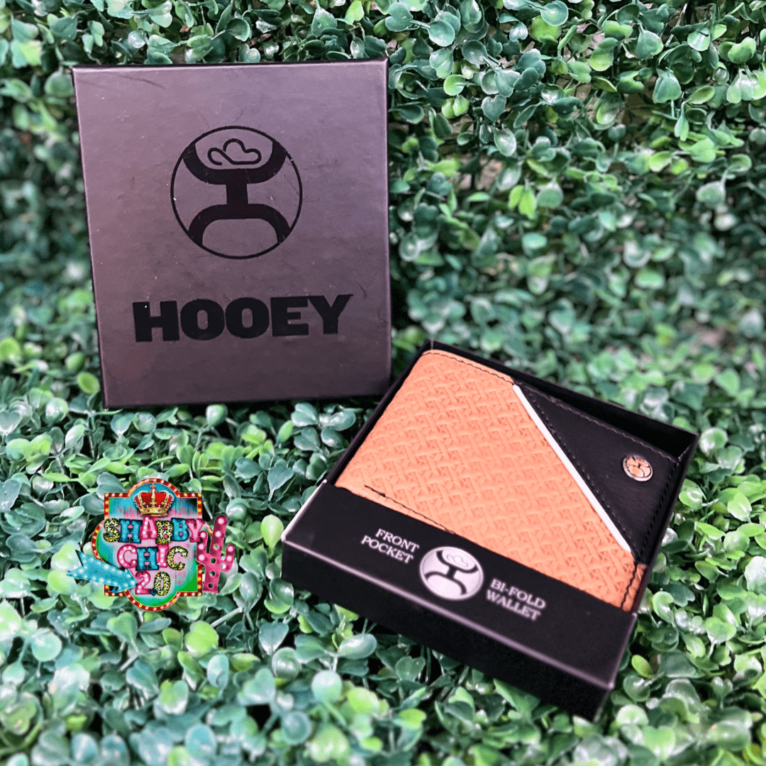 HOOEY  "HANDS UP BASKET WEAVE" FRONT POCKET BIFOLD WALLET BROWN W/BLACK LEATHER Shabby Chic Boutique and Tanning Salon