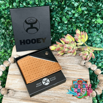 HOOEY  "HANDS UP BASKET WEAVE" FRONT POCKET BIFOLD WALLET BROWN W/BLACK LEATHER Shabby Chic Boutique and Tanning Salon