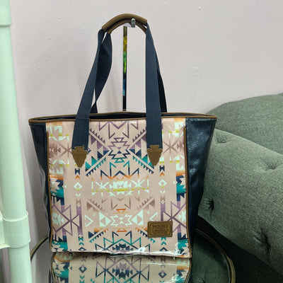 HOOEY  "MONTERREY" PINK/NAVY AZTEC PATTERN CLASSIC TOTE PURSE Shabby Chic Boutique and Tanning Salon