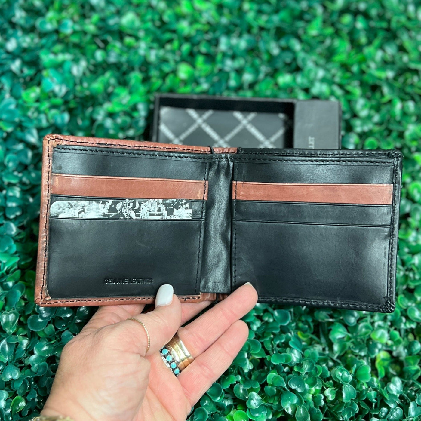 HOOEY  "NEON MOON" BIFOLD ROUGHY WALLET BLACK/BROWN W/TURQUOISE AZTEC Shabby Chic Boutique and Tanning Salon