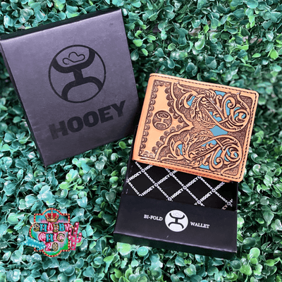 HOOEY  "PHOENIX" BIFOLD HOOEY WALLET TAN/TURQUOISE LEATHER Shabby Chic Boutique and Tanning Salon