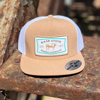 HOOEY  "RANK STOCK" HAT TAN/WHITE W/WHITE & TURQUOISE PATCH Shabby Chic Boutique and Tanning Salon