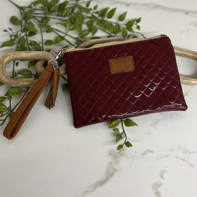 "HOOEY RODEO" BURGUNDY/TAN W/QUILT ARENA WRISTLET Shabby Chic Boutique and Tanning Salon
