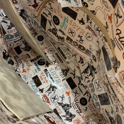 "HOOEY RODEO" BURGUNDY/TAN W/QUILT CLASSIC TOTE PURSE Shabby Chic Boutique and Tanning Salon