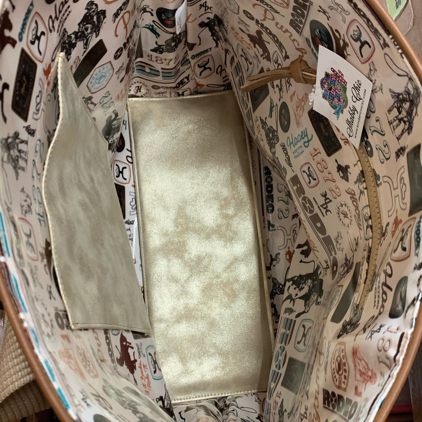 "HOOEY RODEO" BURGUNDY/TAN W/QUILT CLASSIC TOTE PURSE Shabby Chic Boutique and Tanning Salon