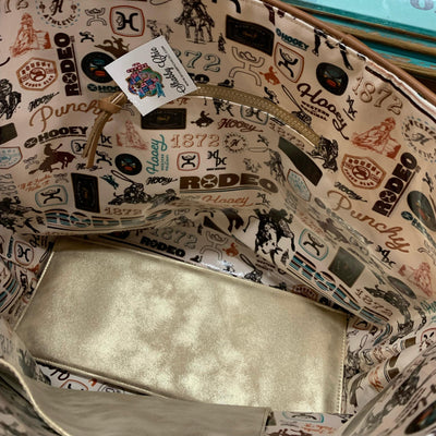 "HOOEY RODEO" BURGUNDY/TAN W/QUILT CLASSIC TOTE PURSE Shabby Chic Boutique and Tanning Salon