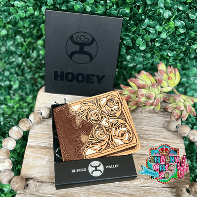 HOOEY  "TOP NOTCH" BIFOLD HOOEY WALLET TAN/ BROWN W/IVORY LEATHER Shabby Chic Boutique and Tanning Salon