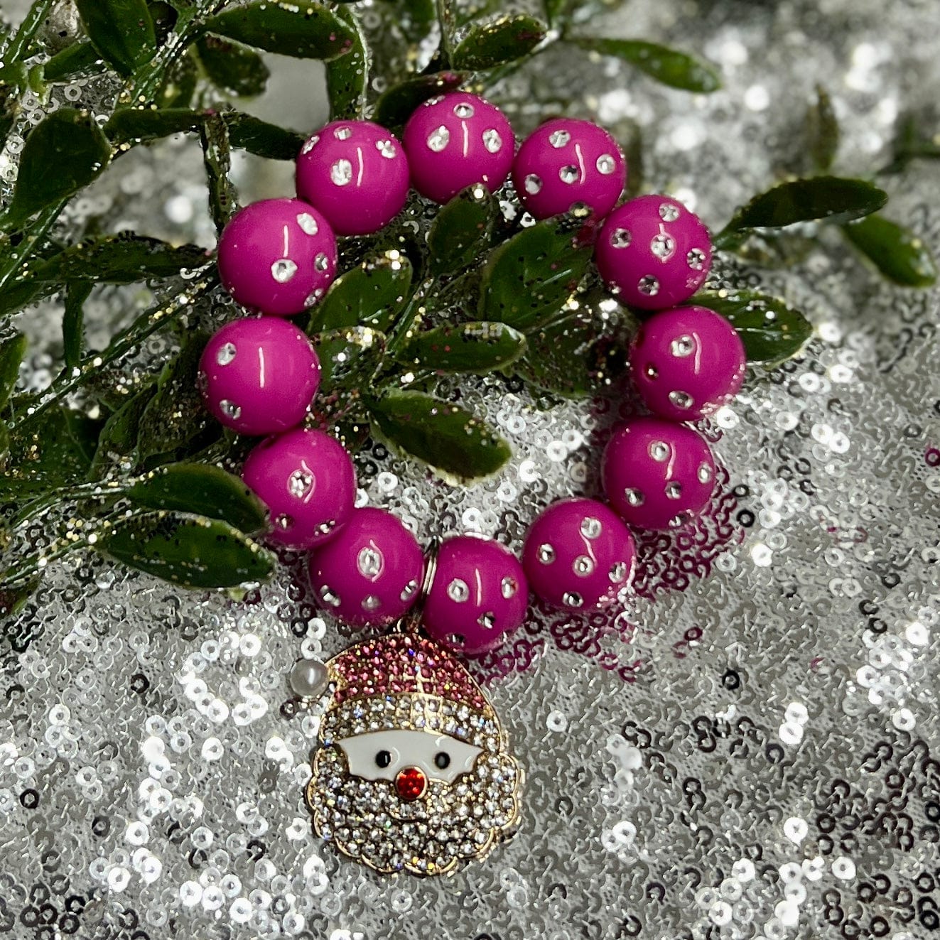 Hot Pink Santa Bracelet Shabby Chic Boutique and Tanning Salon
