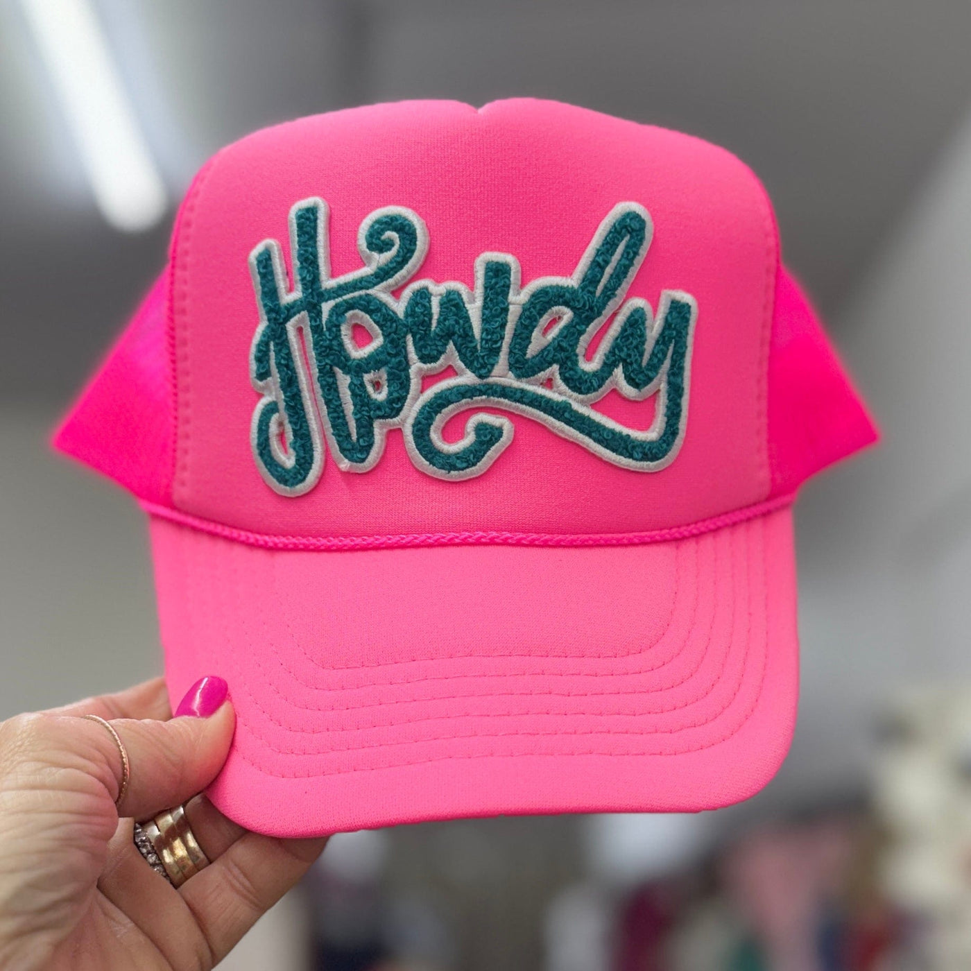 Howdy Cap - Neon Pink/Teal Shabby Chic Boutique and Tanning Salon