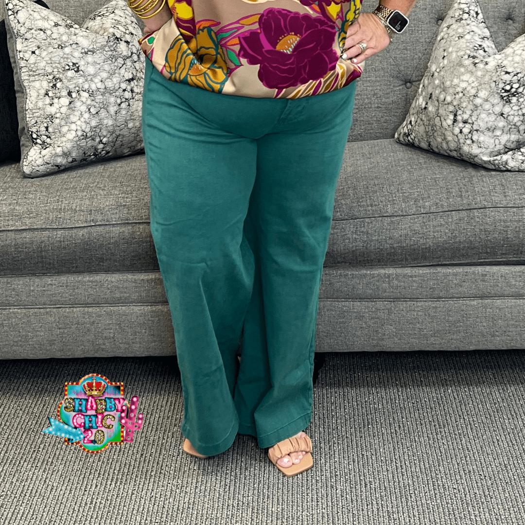 Hunter Green Wide Leg Jeans Shabby Chic Boutique and Tanning Salon