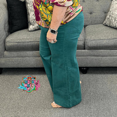 Hunter Green Wide Leg Jeans Shabby Chic Boutique and Tanning Salon