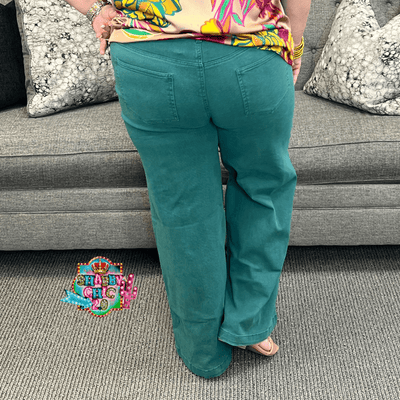 Hunter Green Wide Leg Jeans Shabby Chic Boutique and Tanning Salon