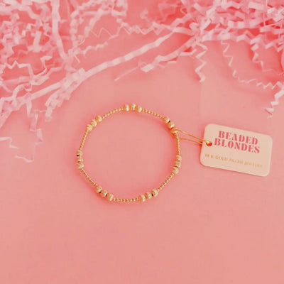 ILY Gold Fluted Bracelet Standard 6.75 inch Beaded Blondes