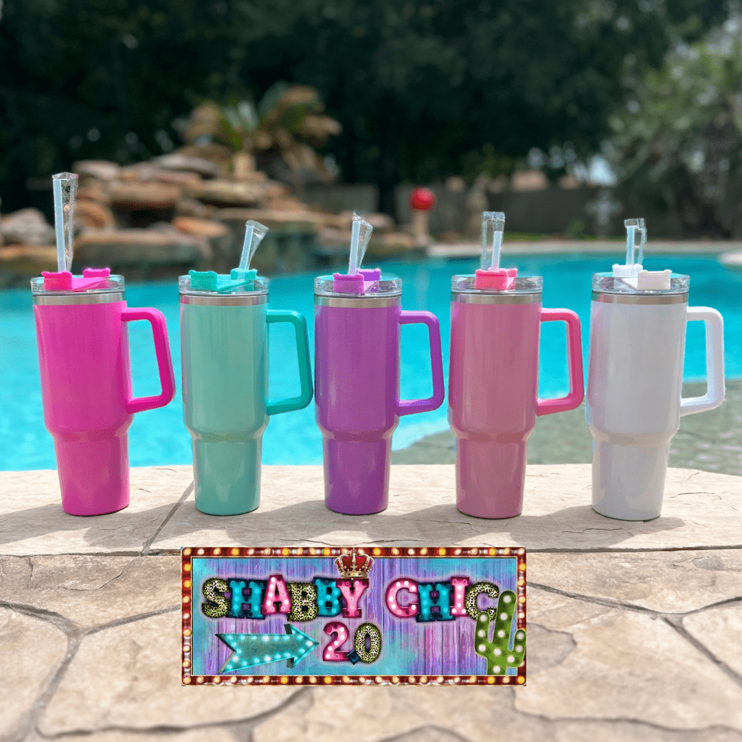 Iridescent 40oz Tumbler Shabby Chic Boutique and Tanning Salon