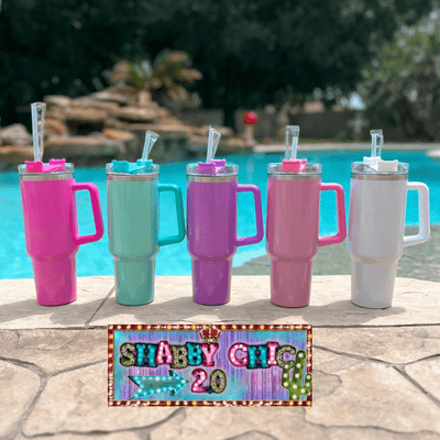 Iridescent 40oz Tumbler Shabby Chic Boutique and Tanning Salon