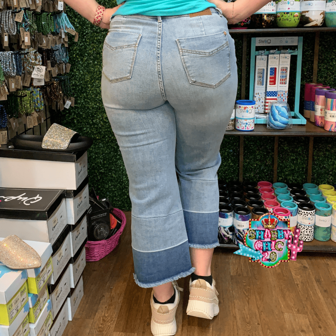 Judy Blue - High Rise Control Top Wide Leg Crop Jeans