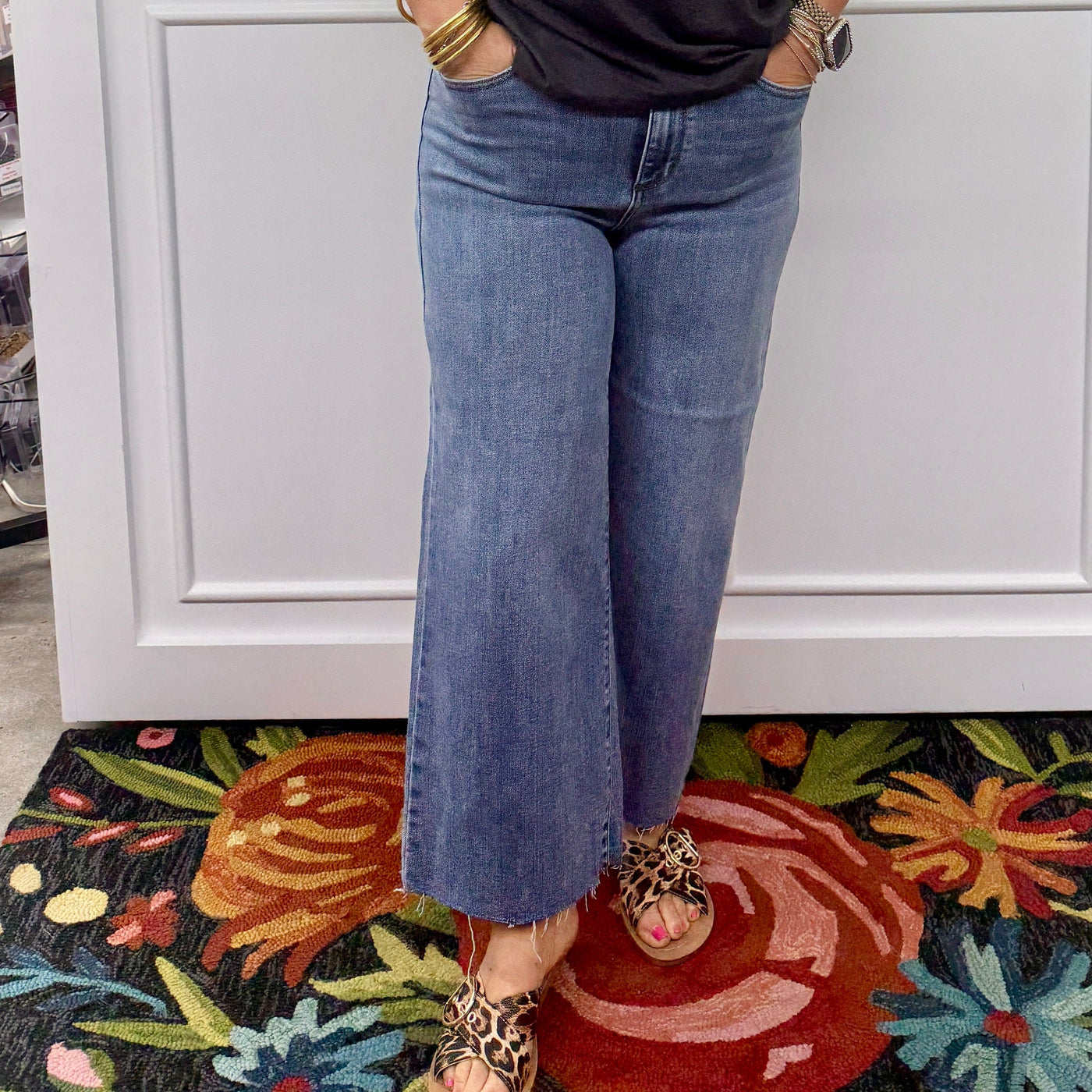 Judy Blue High Waist Wide Leg Crop Raw Hem Jeans Shabby Chic Boutique and Tanning Salon