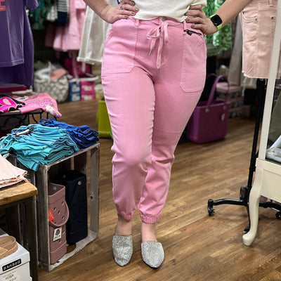 Judy Blue Pink Jogger Jeans Shabby Chic Boutique and Tanning Salon