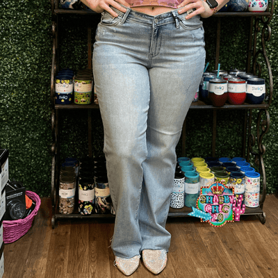 Judy Blue Straight Leg Light Denim Shabby Chic Boutique and Tanning Salon