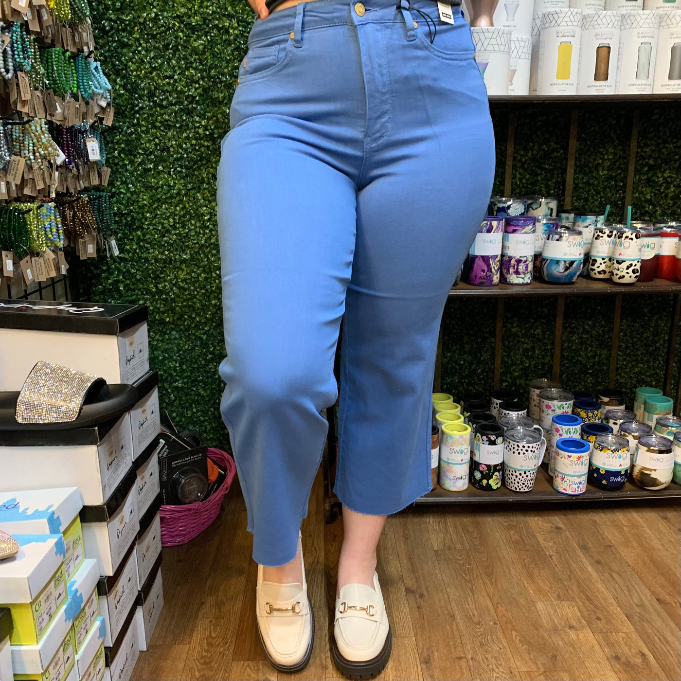 Judy Blue Tummy Control High Waist Crop Jean - Sky Blue Shabby Chic Boutique and Tanning Salon