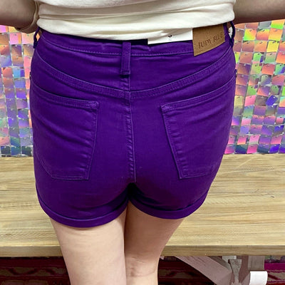 Judy Blue Tummy Control Shorts - Purple Shabby Chic Boutique and Tanning Salon
