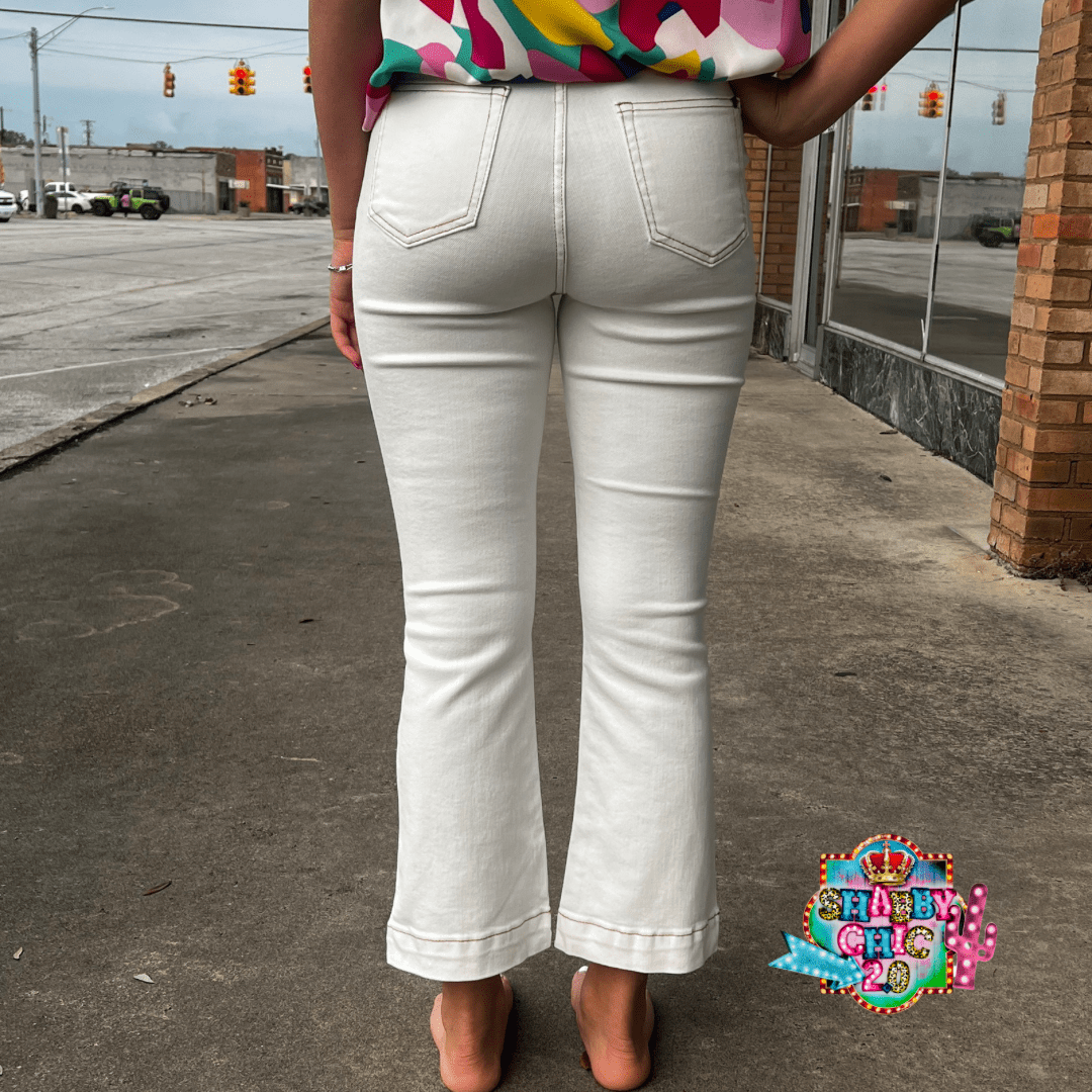 Judy Blue White Crop High Waist Jeans Shabby Chic Boutique and Tanning Salon