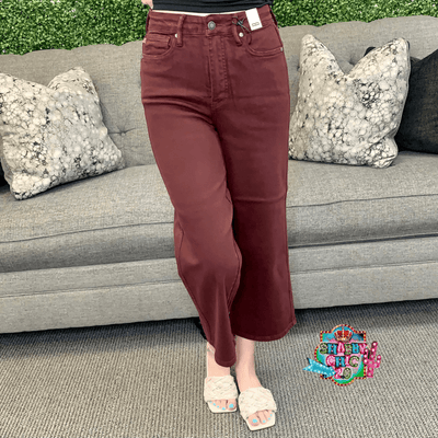 Judy Control Tummy Control High Waist Crop Jean - Oxblood Shabby Chic Boutique and Tanning Salon